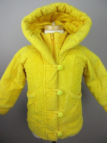 Vintage Heart Warmer Girls size S Yellow an Red Corduroy Hooded Insualted Jacket - Picture 4 of 10