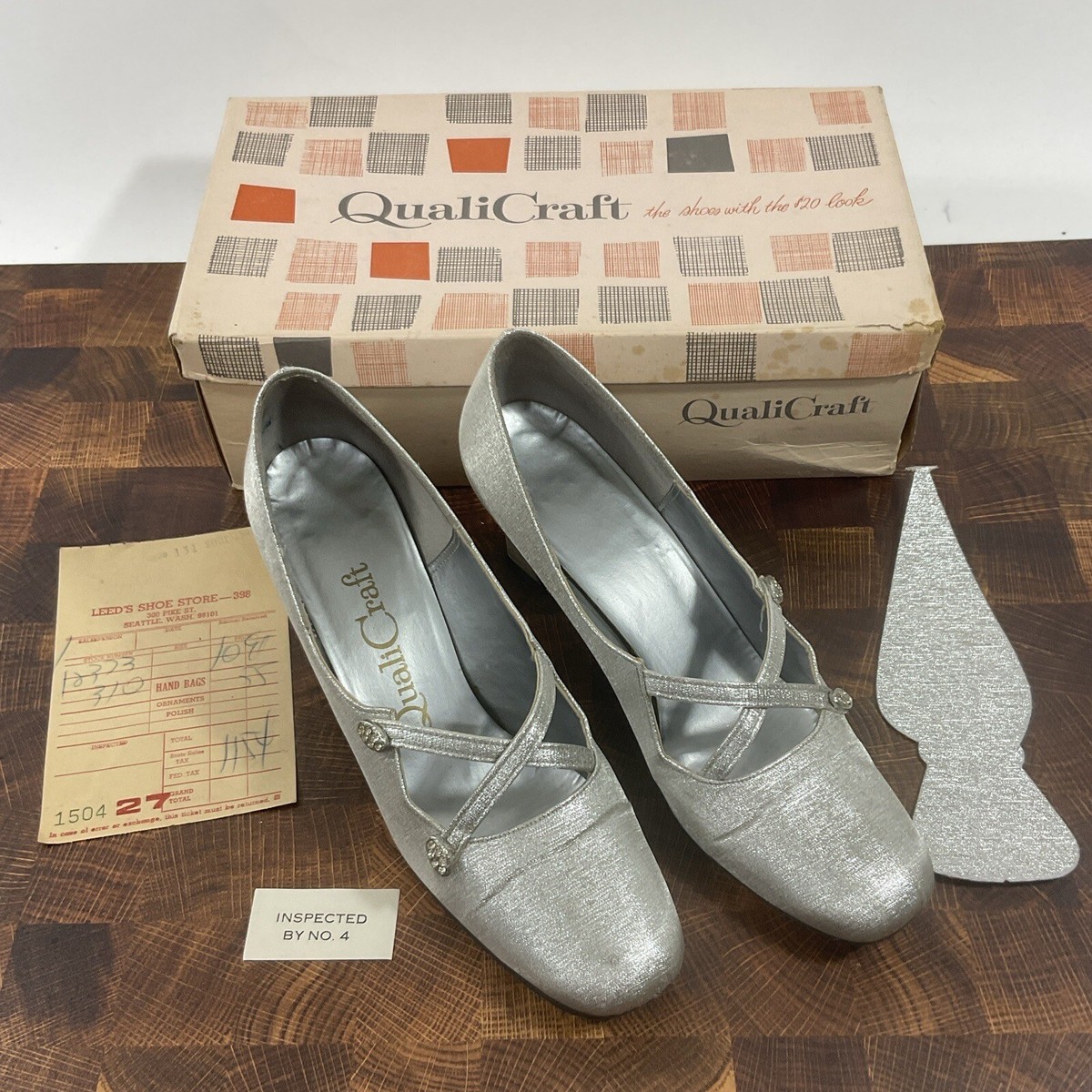 VINTAGE QualiCraft Ladies High Heel Shoe Silver Size 7  display picture 1