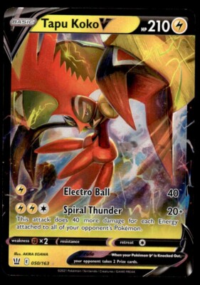 Tapu Koko V 050/163 Holo Ultra Rare Full Art Battle Styles Pokemon 1$ Shipping!