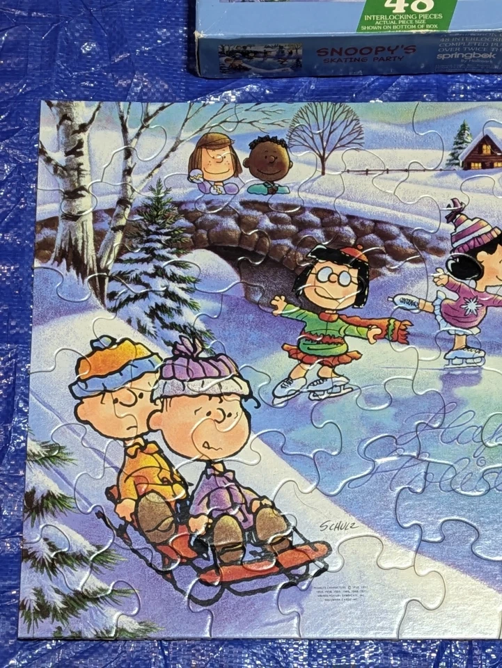 Peanuts Snoopy's Skating Party Christmas Happy Holidays Puzzle 48 Piece Hallmark - Image 2 of 4