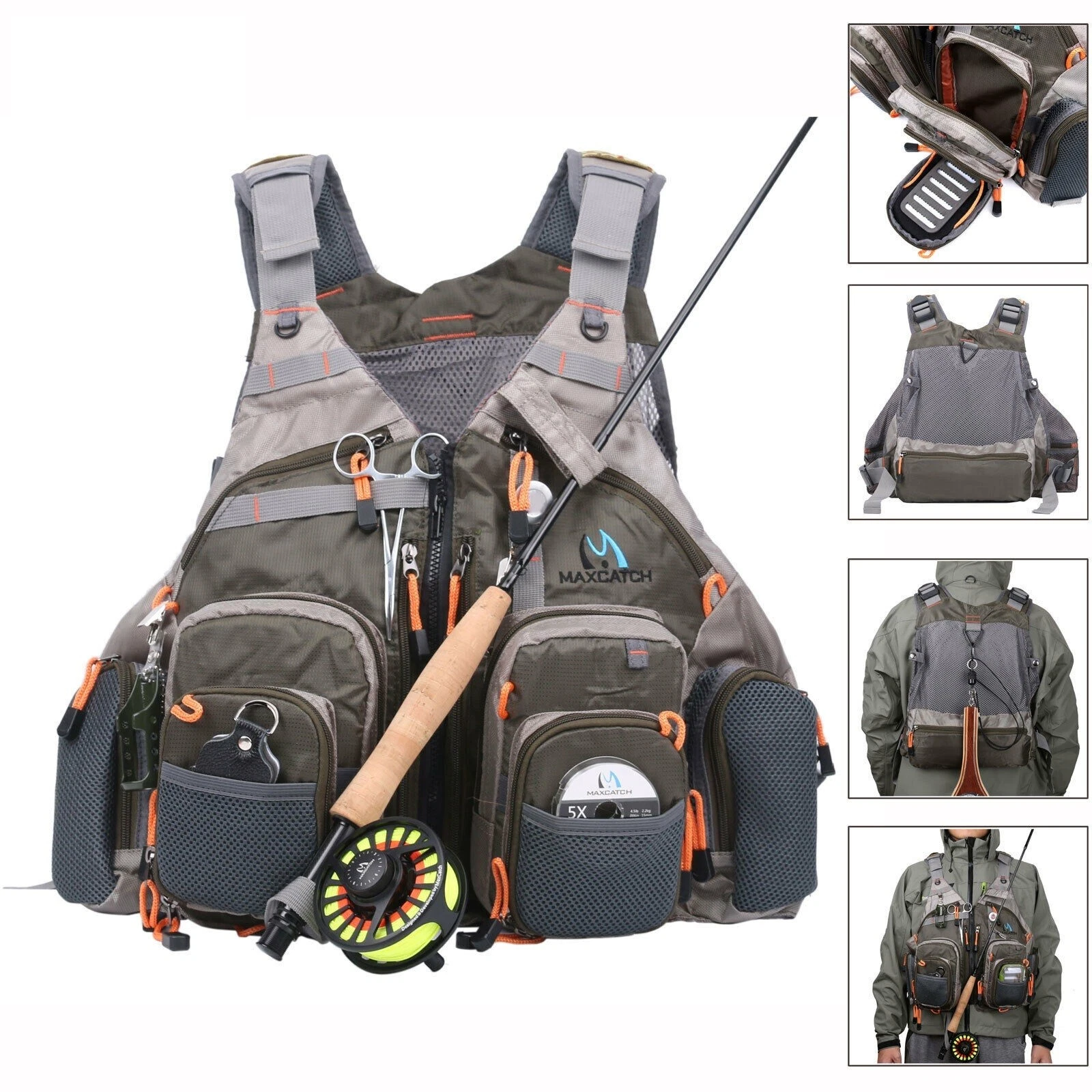 Mesh Vest Fly Fishing Mesh Vest Adjustable Mutil-Pocket Fit For All Size