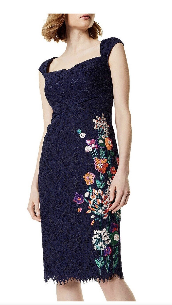 Karen Millen Embroidered Lace Dress 8 | eBay