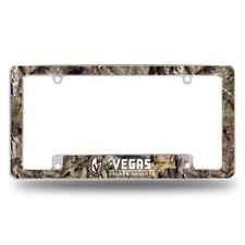 Vegas Golden Knights Chrome Metal License Plate Frame With Mossy Oak Camo Design Vegas Golden Knights Chrome Metal License Plate Frame With Mossy Oak Camo Design