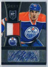 2013-14 SELECT JERSEY AUTOGRAPHS PRIME NAIL YAKUPOV ROOKIE AUTO 2 COLORS JERSEY