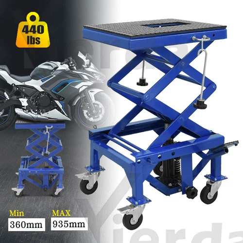 Hydraulic Scissor 440 lbs Bike Motorcycle Lift Table With 4 Wheel Motorbike ATV