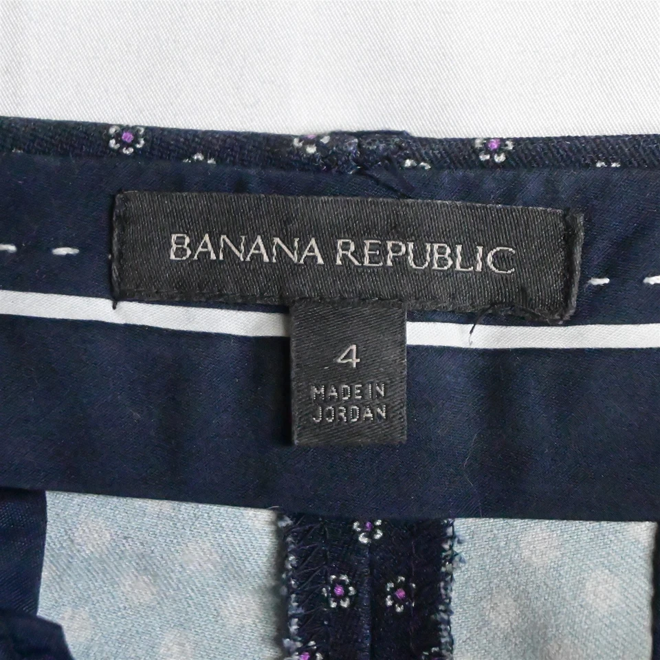 Banana Republic 4 Navy Blue Floral Sloan Curvy Skinny Stretch Womens Dress Pants - Image 3 of 4