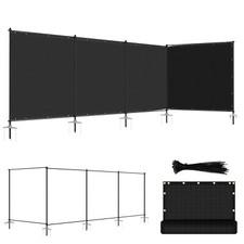 Privacy Fence Set with Poles and Rails Ground Spikes Kit