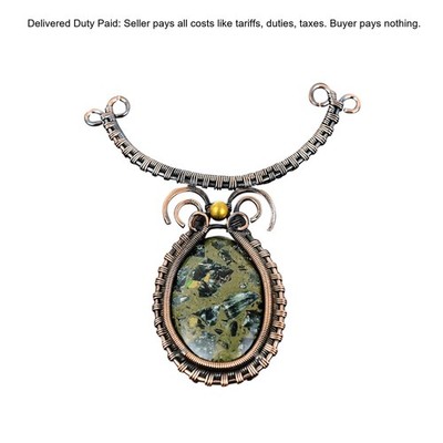 Copper Natural Copper Seraphinite No Stone Wire Wrapped Chain Necklace Jewelry