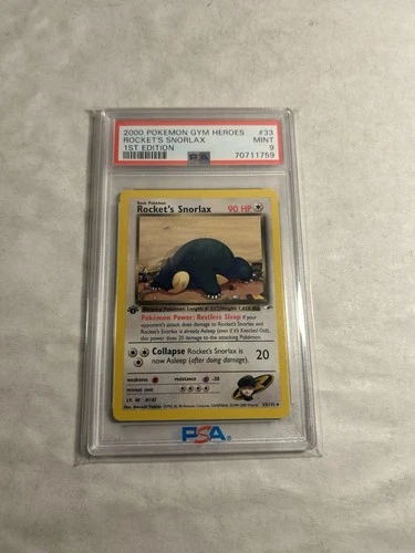 Pokemon - Gym Heroes Rocket's Snorlax 33/132 First Edition PSA 9