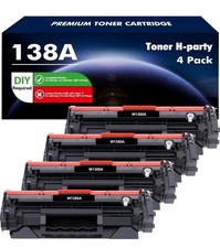138A Black Toner Cartridge 4-Pack Compatible Replacement for HP 138A Black Toner