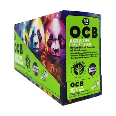 OCB Bamboo Activ'Tips Extra Slim Bambuskohle Aktivkohlefilter, Ø 6mm 10x 50 Stk.