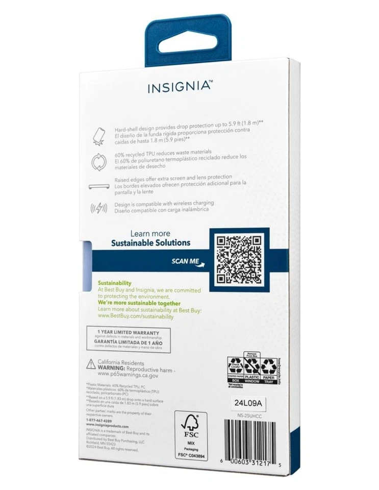 Insignia - 硬壳保护壳 适用于三星 Galaxy S25 Ultra - 透明 — 第 3/4 张图片