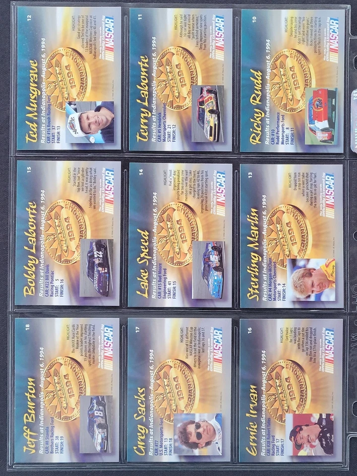 1994 Maxx Medallion Indianapolis Brickyard 400 Complete (75) Racing Card Set - Image 4 of 4