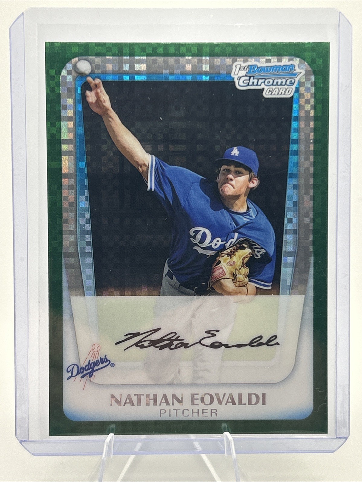 2011 Bowman 1st Chrome Prospects Autograph Nathan Eovaldi Green X-Fractor