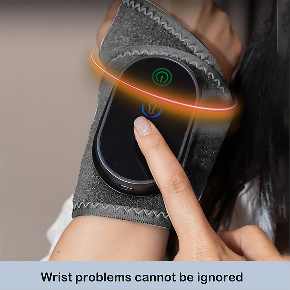 2x Cordeless Vibration Wrist Brace Infrared Compress Therapy Hand Massage Hot