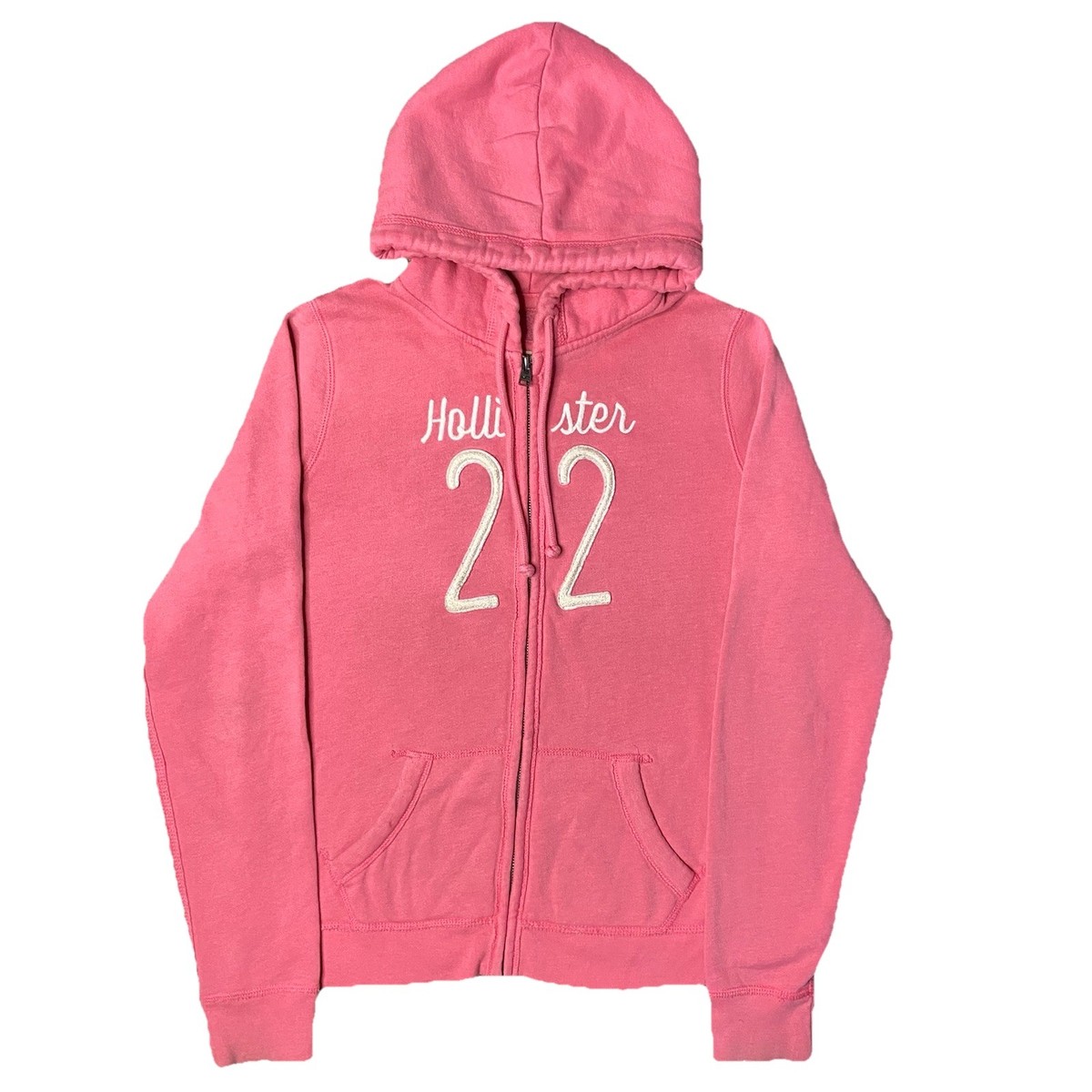 PINKSPINK❤️Y2K Hooded Bottom Hollister Women's Vintage Y2K Pink Full-Zip Hoodie White Logo 22