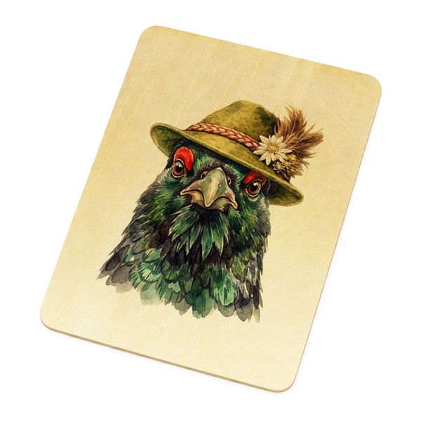 Auerhuhn Mit AlpenläNdischem Trachtenhut Postkarte Aus Holz-image