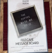 Burgundy Cafe Felt Letter Board With Wood Frame 10in x 10in New Sealed **