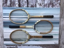 3 Wood Tennis Racket Umtas Sure Shot Vintage Racquets Mounted On Wood 61
