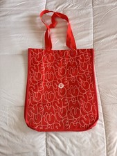 New Lululemon Reusable Shopping Tote Bag Large Red  White Tote Limited Edition