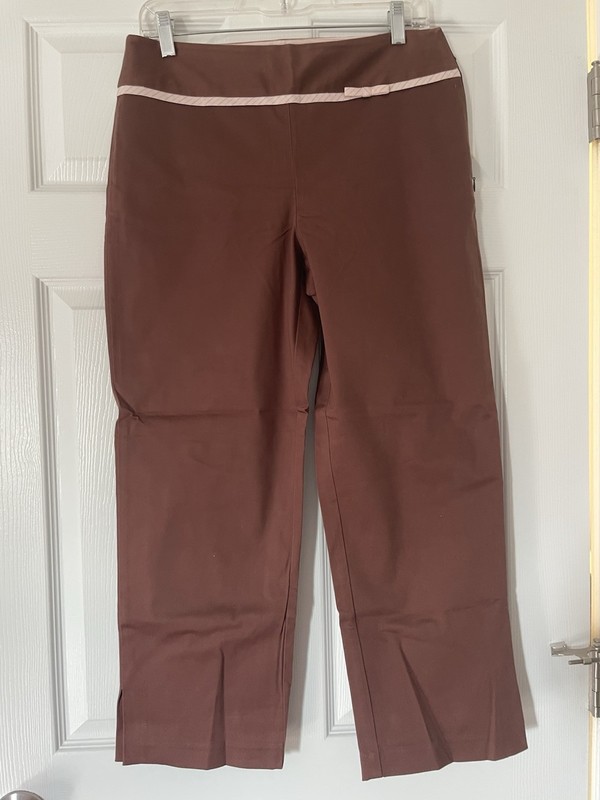 Debbie Shuchat Women Brown/Pink Pants Mid Rise Cropped Casual Size 8