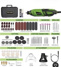 Crafting Made Easy: 180W Rotary Tool Kit with 6 Variable Speeds  Accessories