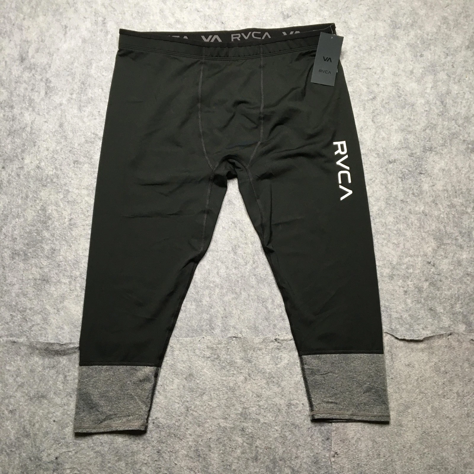 RVCA VA Sport Compression Pants Mens 2XL Black 7/8 Leggings Training Running