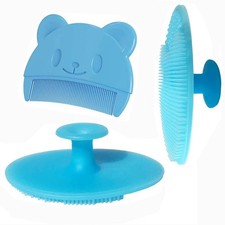 Baby Bath Brush Silicone Massage Brush Comb Set for Kids Blue