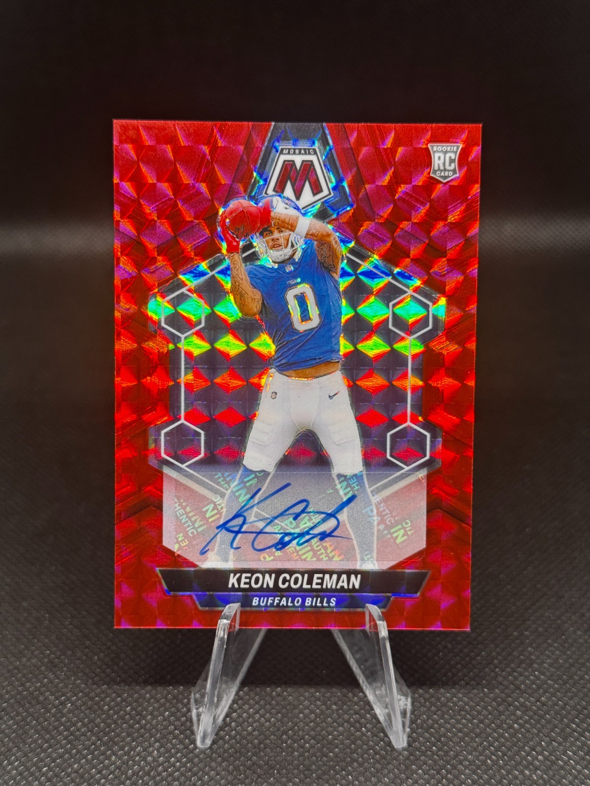 2024 Panini Mosaic Keon Coleman #333 Rookie Auto Red Mosaic RC /199  Bills