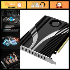 4-Drive M.2 NVMe PCIe 4.0 x16 Adapter Card with Fan for SSD Expansion