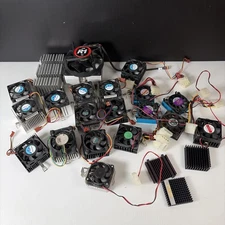 Mixed Lot of 23 Vintage CPU Cooler Fans & Heat Sincs for Pentium, Foxconn & More