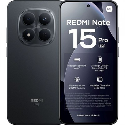 Xiaomi Redmi Note 15 Pro 5G/LTE Smartphone 256GB 8GB RAM schwarz Triple-Kamera