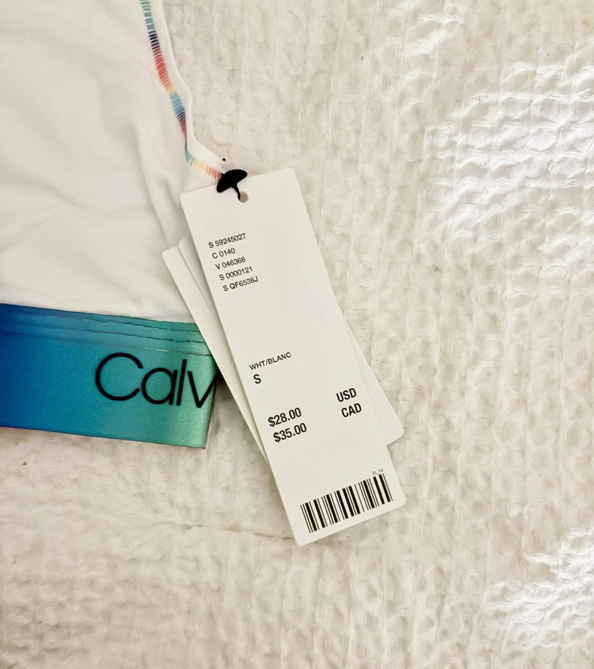 Sujetador Bralette Calvin Klein Urban Outfitters Algodón Sin Forro | Arco Iris / Blanco, S Foto 4 de 4