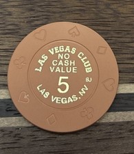 Las Vegas Club Las Vegas NV NCV 5 Casino Roulette Poker Chip
