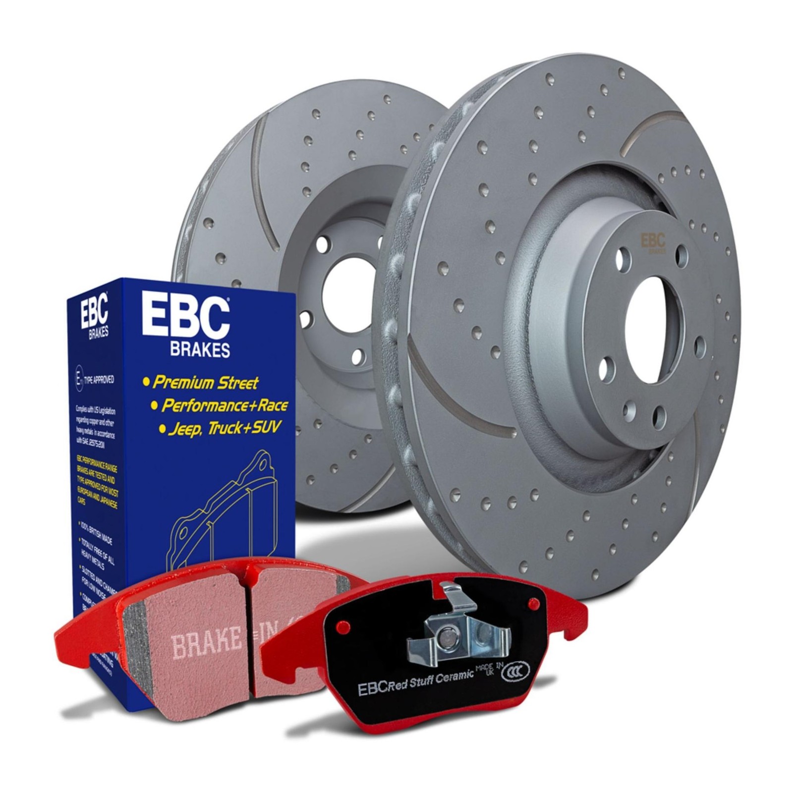 EBC Turbo Groove Front Discs & Redstuff Pads Kit Fits Toyota Corolla (PD12KF258)