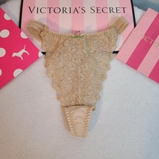 VTG 90s Victoria's Secret Embroidered Hi-cut Thong Panty Size Sm
