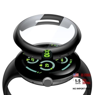  2-Pack Hard PC Screen Protector Case Pixel Watch 3 [45mm] Black(2PACKS)
