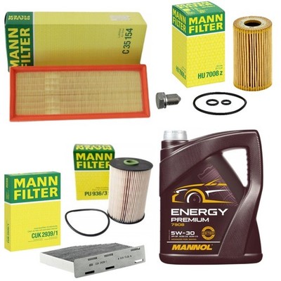 5L MANNOL & FULL MANN FILTERS SERVICE KIT FOR VW CADDY 1.6 TDI 2010-15