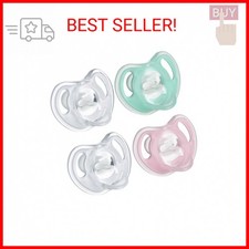 Tommee Tippee Ultra-Light Silicone Pacifier, 0-6 Months, Symmetrical One-Piece D