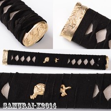 raccordi in vera pelle ito ottone manico Tsuka 26 cm per spada Katana vera pelle di raggio