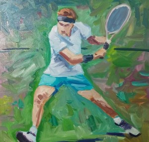 Tennis Player Fine Artwork PRINT Painting by Artist Jose Trujillo 14x14