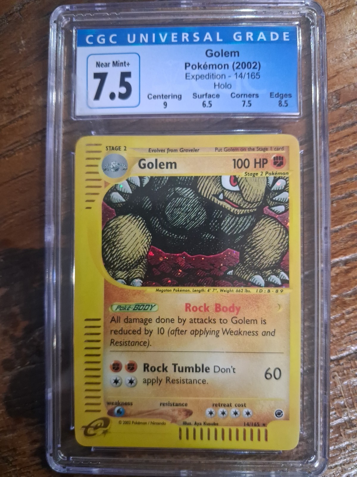 2002 Pokémon Expedition GOLEM #14/165 Holo 💎 CGC 7.5 NM