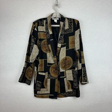 KENSINGTON SQUARE VINTAGE WOME'S LINED BLAZER SHOULDER PADS LONG SLEEVE SIZE M