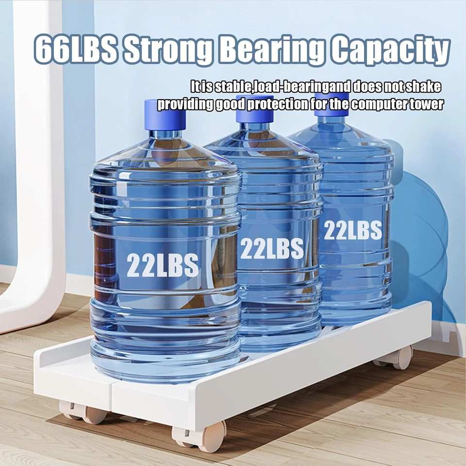 Adjustable Computer Tower Stand with 4 Rolling Casters, Ventilated Mobile CPU Ho - Image 4 of 4