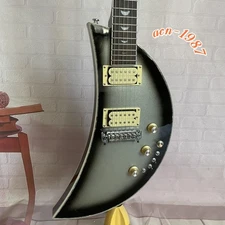 Silver Moon Shape Electric Guitars Open HH Pickups Basswood Body Moon Inlay