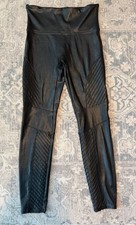 Spanx Women's Faux Leather Moto Leggings Large Black Pull On Stretch Slimming