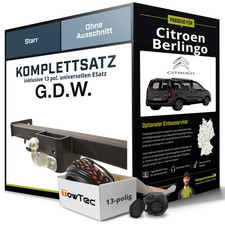 Für CITROEN Berlingo ER, EC, K9 Anhängerkupplung starr +eSatz 13pol uni 18- Set