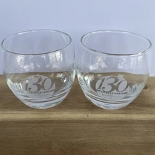 2 Four Roses Bourbon Whiskey 130th Anniversary Roly Poly Glasses 1888-2018