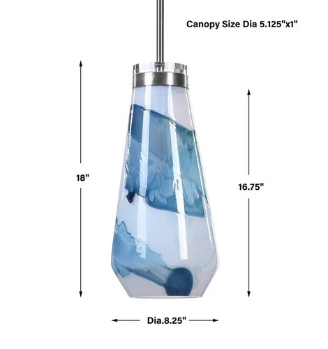 UTTERMOST 22197 WINDSWEPT PENDANT LIGHT +SWIRLING BLUE & WHITE SKY & CLOUD SHADE - Picture 5 of 9