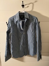 Abercrombie Kids Preppy Button Down Blue  White Stripe Cool Kid
